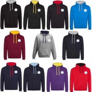 AWDis Cotton Contrast Varsity Hoodie - Adults & Kids Sizes